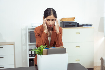 A businesswoman is fired, unemployed and stressed.