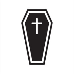Obraz premium Coffin silhouette vector icon with a cross