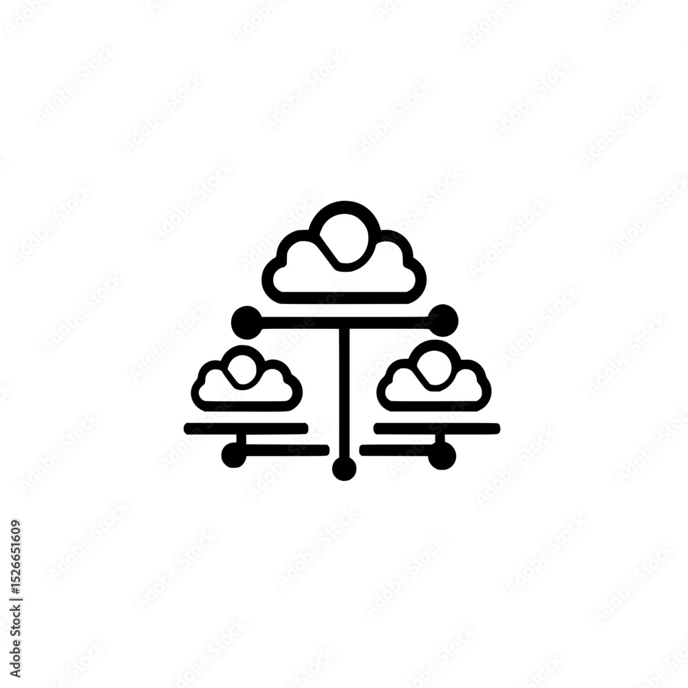 Poster illustration of cloud computing symbol representing distributed storage