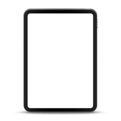 Vector illustration of modern mobile tablet with blank empty white screen. Realistic mockup or template, isolated on white background