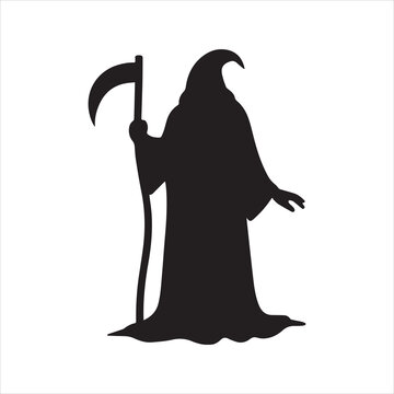recommend clip art: Grim Reaper silhouette vector icon with a scythe
