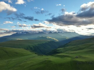 Majestic mountain range under a cloudy sky