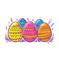 Colorful Easter Eggs on a White Background