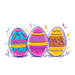 Colorful Easter Eggs on a White Background