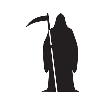 recommend clip art: Grim Reaper silhouette vector icon with a scythe