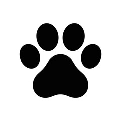 A Black and White Illustration of a Dog Paw Print Simple Vector Graphic
