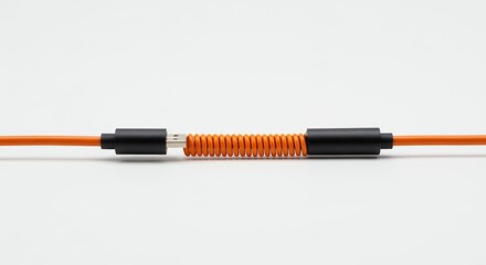 Orange cable with coiled spring detail