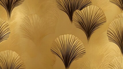 Elegant Gold Ginkgo Leaf Pattern on Metallic Background