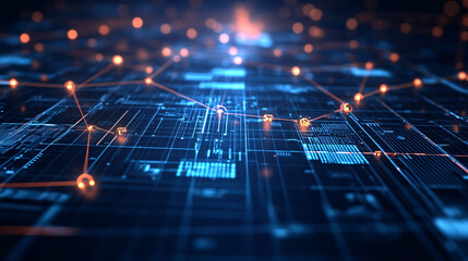 Abstract Digital Network Connections Futuristic Technology Data Flow Visualization