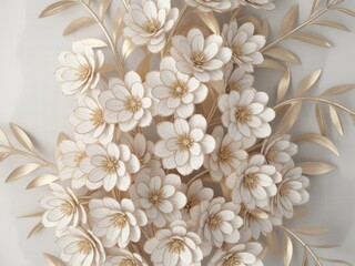 Elegant white and gold floral bouquet wall art