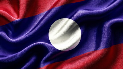 Silk flag of Laos symbolizing independence day celebration with vibrant colors and texture