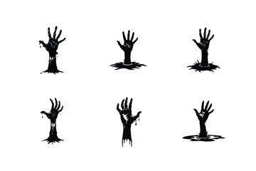 Decayed zombie hand silhouette vector illustration