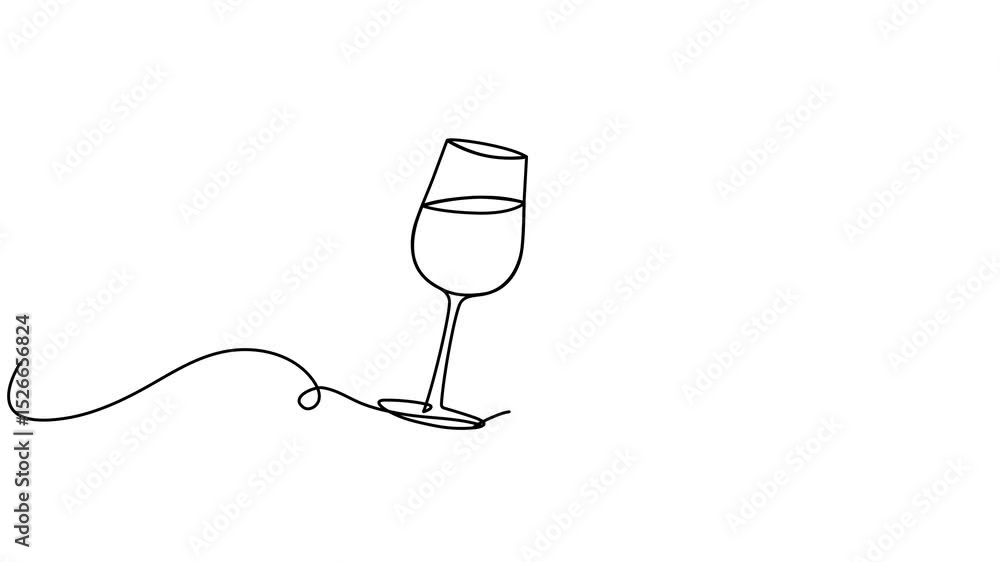 Poster glass with wine continuous line drawing animated video. cheers toast symbol animation. celebration c