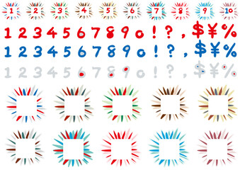 花火のような数字とフレームセット