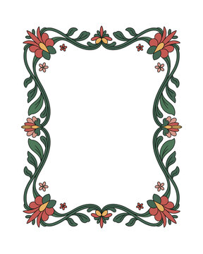 Islamic Eslimi Art Frame &ndash; Iranian Floral Border Vector for Text