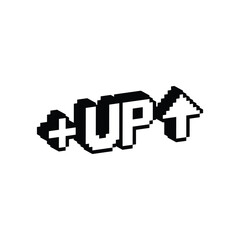 isometric level up button 8 bit text level up Pixel art 8-bit for game you win