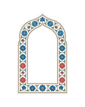 Islamic Eslimi Art Frame &ndash; Iranian Floral Border Vector for Text