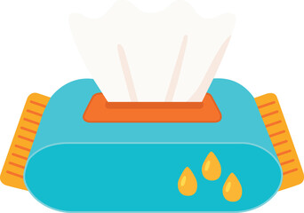Soft tissue box with vibrant design, featuring white tissue emerging from turquoise container, ideal for home or office use