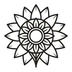 Sunflower icon lineart vector isolated on white background