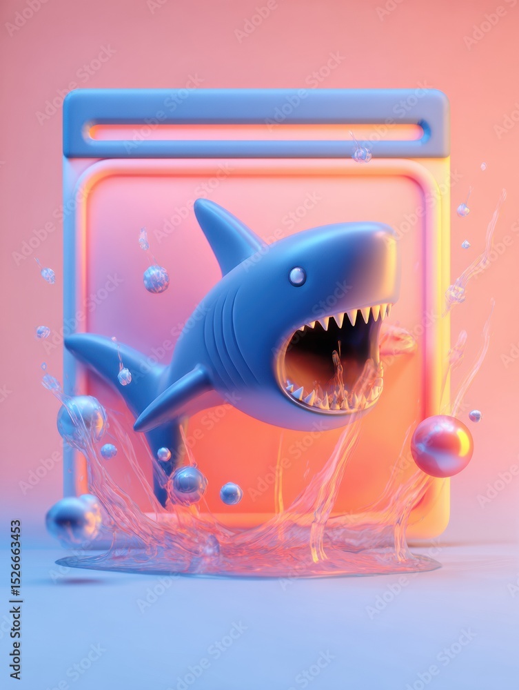 Aufkleber 3d phishing icon transitions into malware with vibrant colors, showcasing a digital threat in a mini