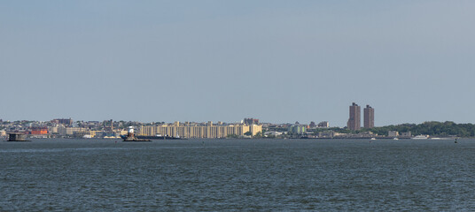 brooklyn waterfront with army terminal across the narrows hudson east river concrete building...
