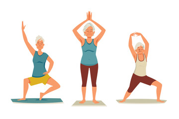 Senior fitness and yoga illustrations
