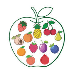 Seasonal USA Fruits In Apple Outline Bundle