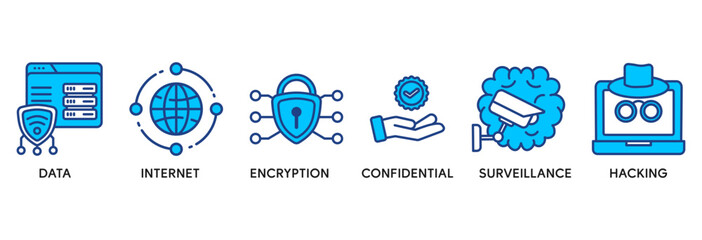 Privacy icon set vector illustration concept relate to data, internet, encryption, confidential, surveillance and hacking