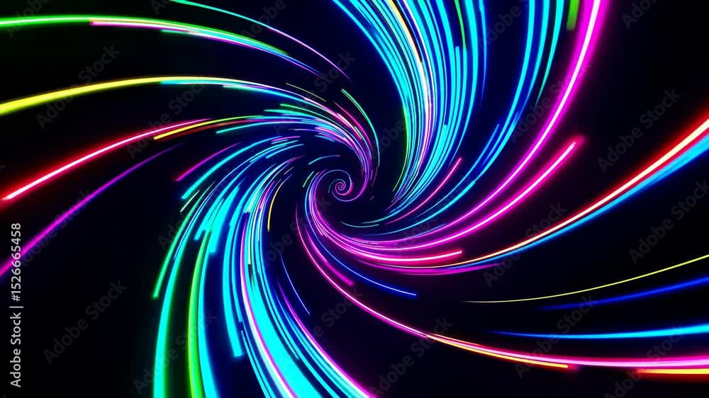 Poster abstract visualization of rapidly swirling quantum light trails dynamically forming a spiral galaxy,