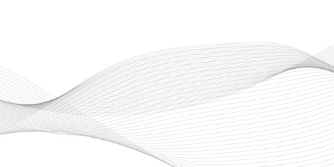 Abstract white and gray business wave technology voice concept line on transparent background. Vector minimalist wavy line art design, modern digital flowing wave pattern