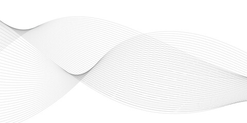 Grey and white wavy curve line with digital future technology concept background. Line art striped graphic template, banner background. Vector illustration.