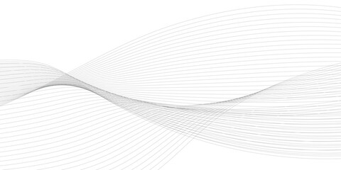 Abstract white and gray business wave technology voice concept line on transparent background. Vector minimalist wavy line art design, modern digital flowing wave pattern
