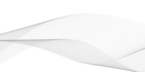 Abstract wavy white and grey curved lines on transparent background. Frequency sound wave lines and technology background, Design for brochure, flyer, banner, template, business wave lines background.