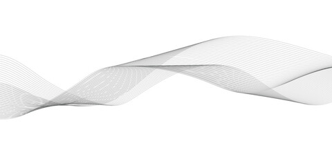 Abstract white and gray business wave technology voice concept line on transparent background. Vector minimalist wavy line art design, modern digital flowing wave pattern