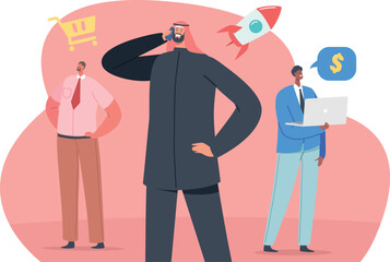 Multiethnic businesspeople working vector illustration