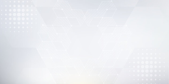 Abstract gray background with dynamic hexagon lines.