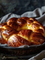 Enjoying the golden allure of freshly baked brioche in a rustic kitchen setting