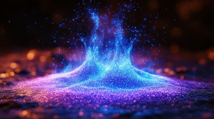 Glowing, vibrant sand erupts in a fantastical display