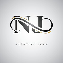NJ Creative Letter Logo with Infinity Symbol – Elegant Minimal Monogram Design for Premium Business Branding, Identity, and Modern Typography"
