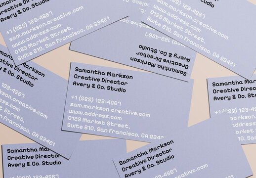 Mockup of Stationery Flatlay Scattered Corporate Business Cards