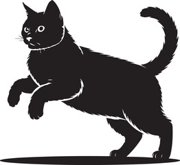 american bobtail cat black silhouette vector, Simple silhouette Design vector icon with white background 