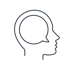 A man speaks. Speech, statement, thought.Vector linear icon, illustration isolated on white background.