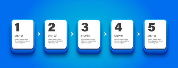 Creative Blue Infographic Design with Step-by-Step Business Process and Visual Communication Elements
