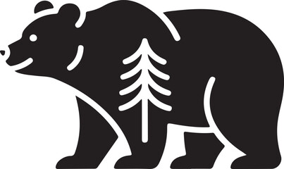 Vector bear silhouette isolated on white background Bear icon modern symbol logo