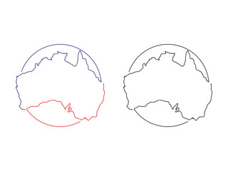 line art australia design, circle shapes australia vector illustration, isolated on transparent background