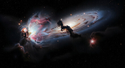 Naklejka premium Cosmic Ballet Of Light And Dust Captivating Galactic Nebula Exploration
