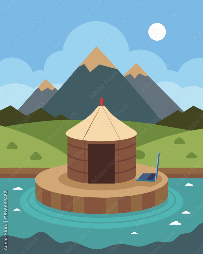 Poster the rustic yurt perched on the edge of a serene riverbank served as an unexpected location for the m
