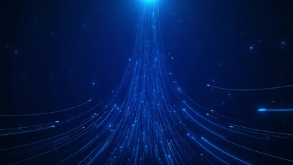 Data sorting. Abstract digital background. Big data visualization. 4k animation. Abstract Technology Background. Binary data and streaming code. 3d animation digital data wave with glowing particles - Powered by Adobe