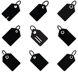 Simple Black Price Tags on White Background