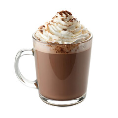 Delicious Hot Chocolate with Whipped Cream in a Glass Mug